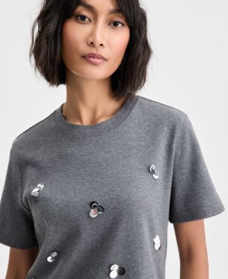 Women's Scattered Paillette T-Shirt, Macy's Exclusive