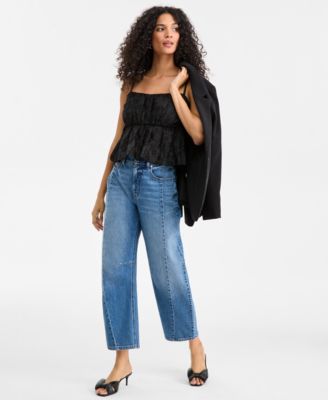 Women's Floral-Textured Sleeveless Peplum Top, Macy's Exclusive