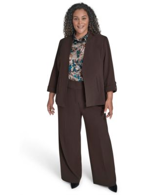 Calvin Klein - Plus Size Notch-Lapel 3/4-Sleeve Jacket