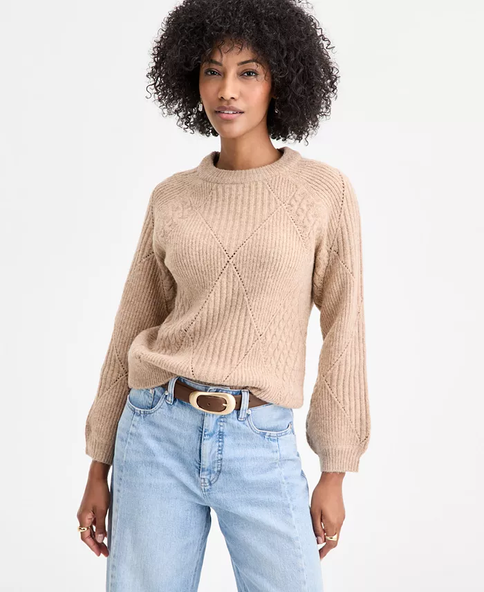 Women's Mixed-Argyle Crewneck Sweater