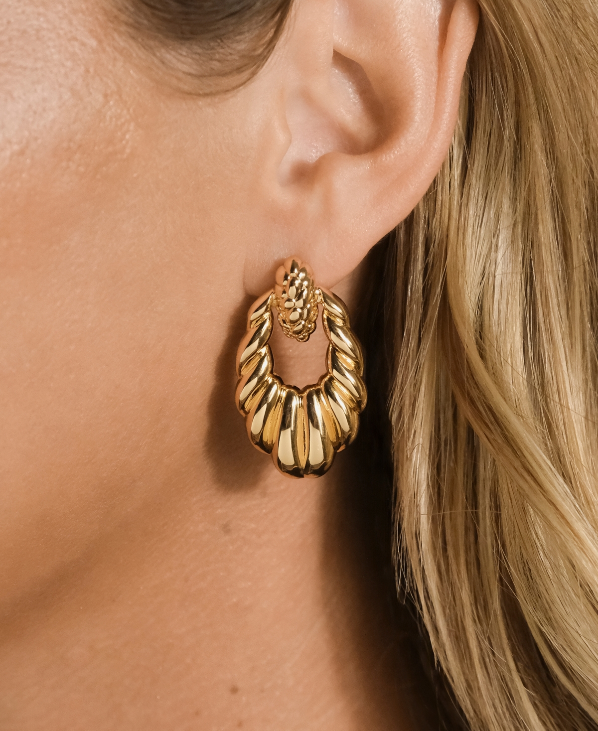 Sterling Forever Enid Textured Door Knocker Stud Earrings
