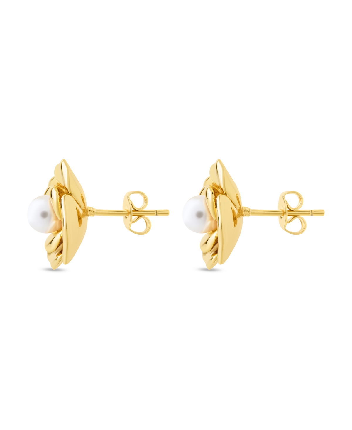 Sterling Forever Rosa Cultivated Pearl Flower Stud Earrings In Gold