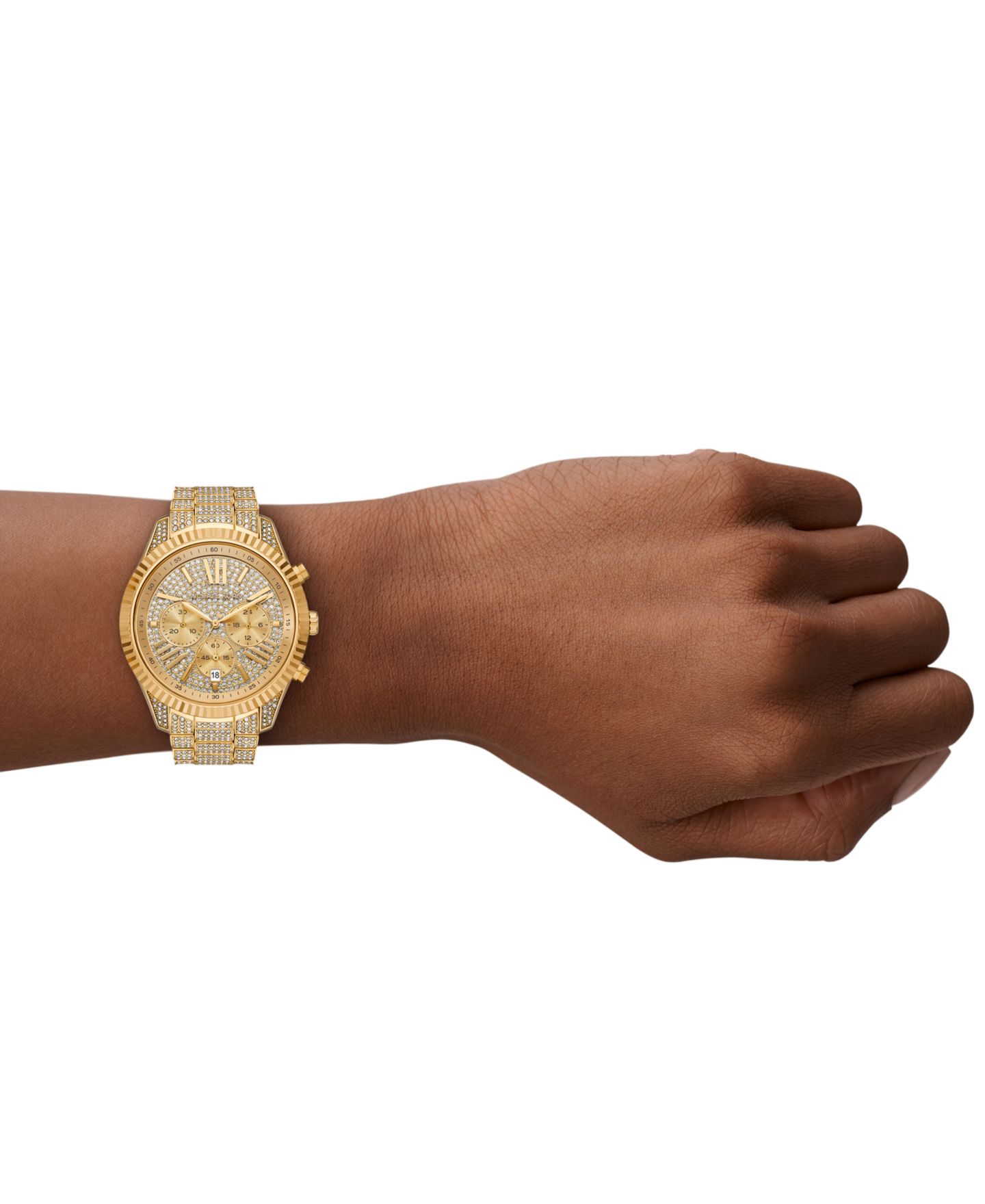 Женские часы Michael Kors Lexington Chronograph Gold-Tone Stainless Steel Watch, 42mm — фото 4