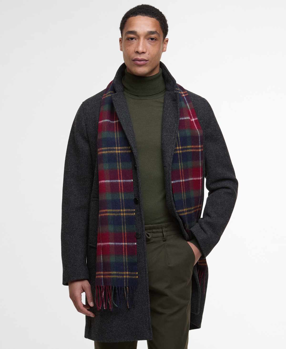 Barbour Men's Cashmere Winterberry Tartan Scarf