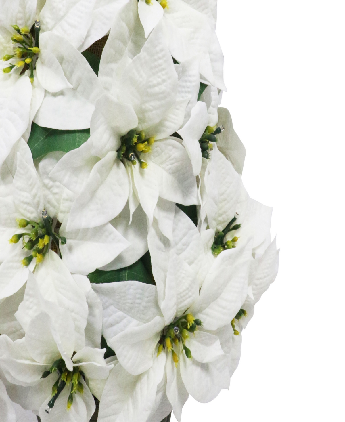 Puleo 36" Pre-Lit Artificial Potted White Poinsettias