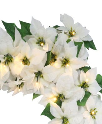Puleo 12" Pre-Lit Artificial Poinsettia Garland