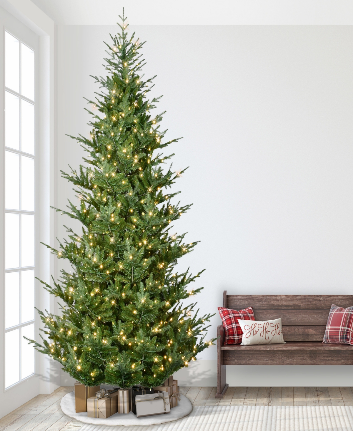Puleo 10' Pre-lit Artificial Hillside Spruce Tree In Green