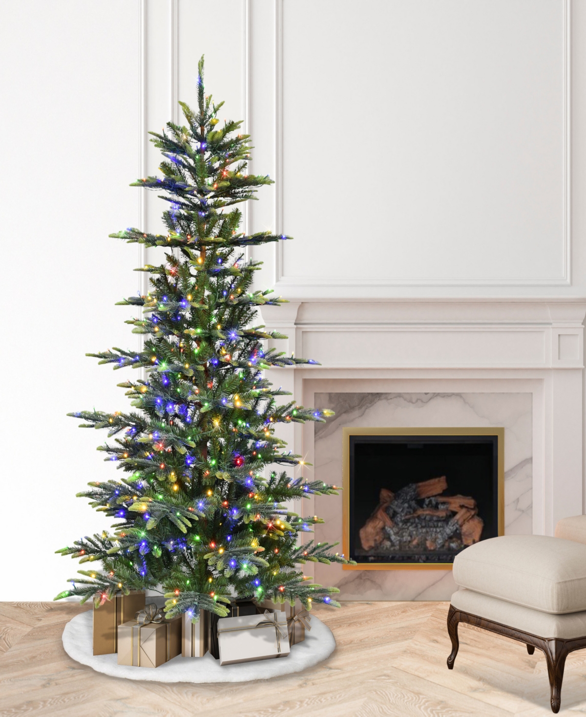 Puleo 6.5' Pre-lit Artificial Fir Tree With Dual-color Led Lights In Green