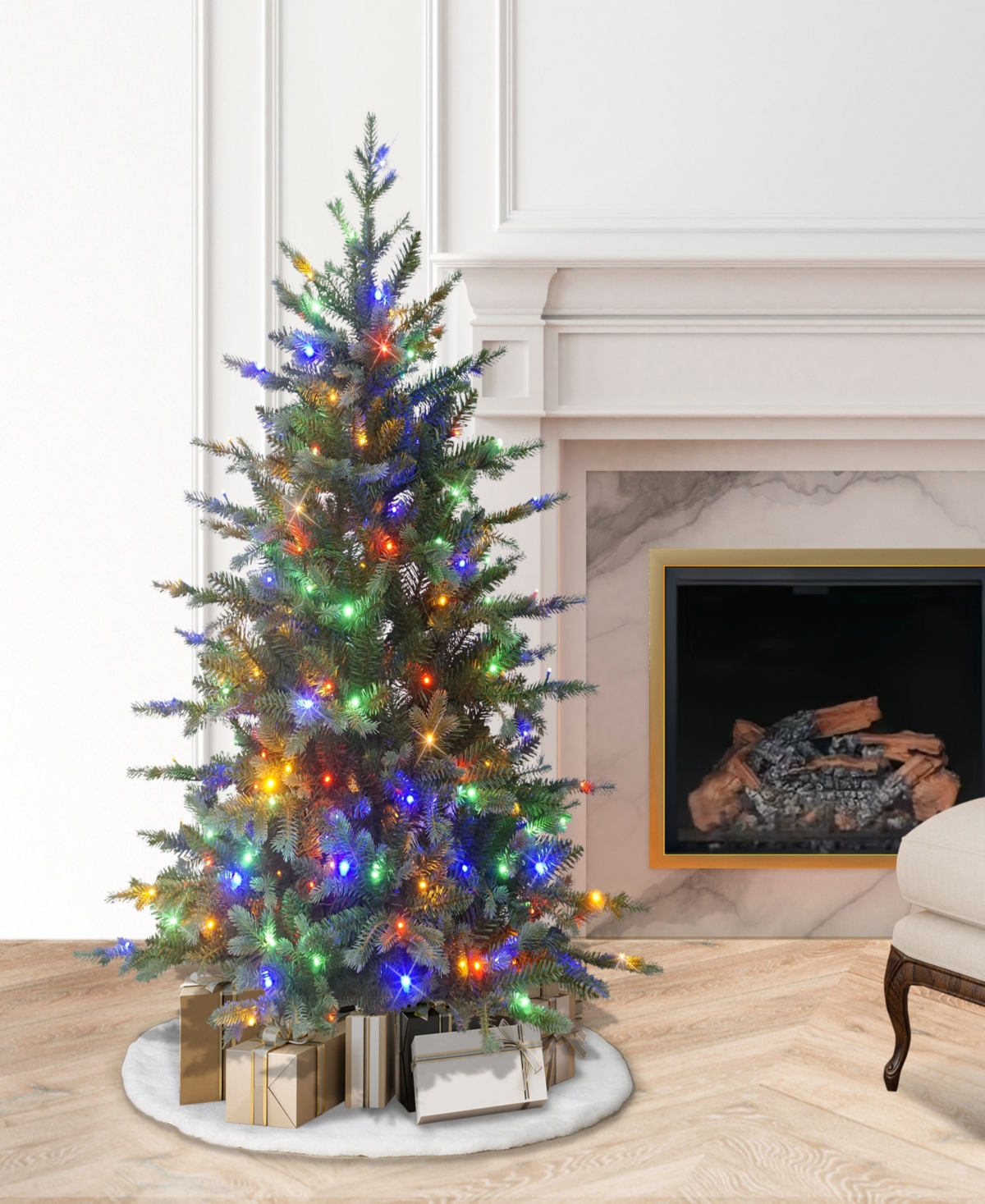 Puleo 4.5' Pre-lit Linden Fir Artificial Tree In Green