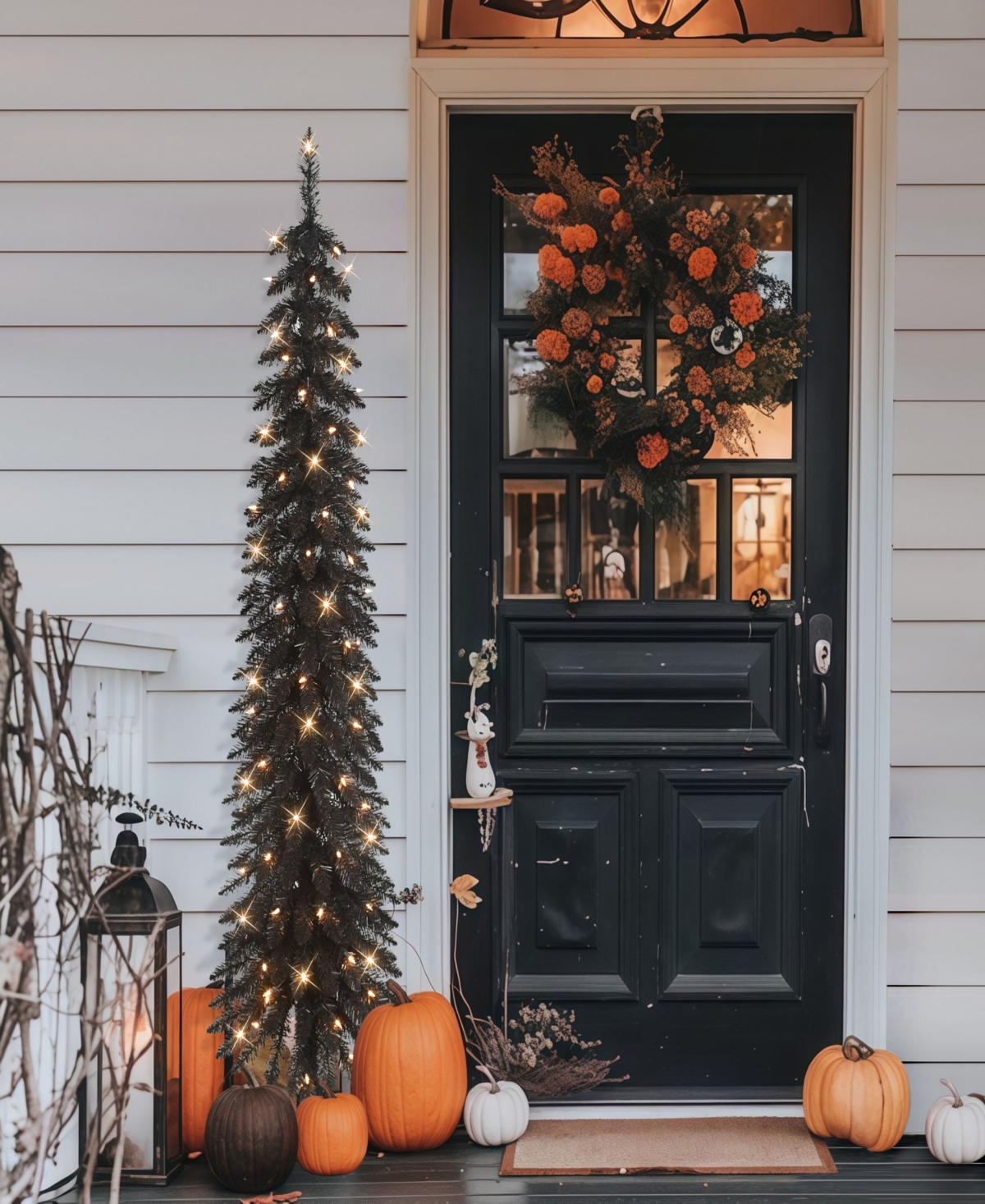 Puleo 6' Pre-lit Artificial Alpine Pencil Tree In Black