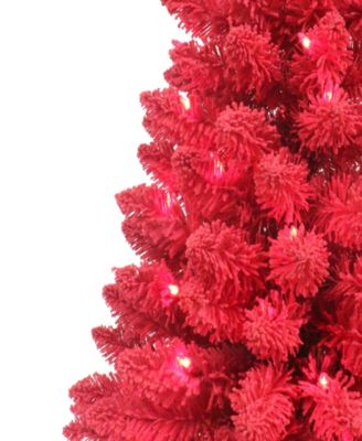 Puleo 3' Pre-Lit Artificial Flocked Fashion Tree