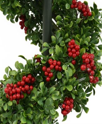 Puleo 4' Pre-Lit Artificial Potted Swirl Tree Adorned with Red Berries