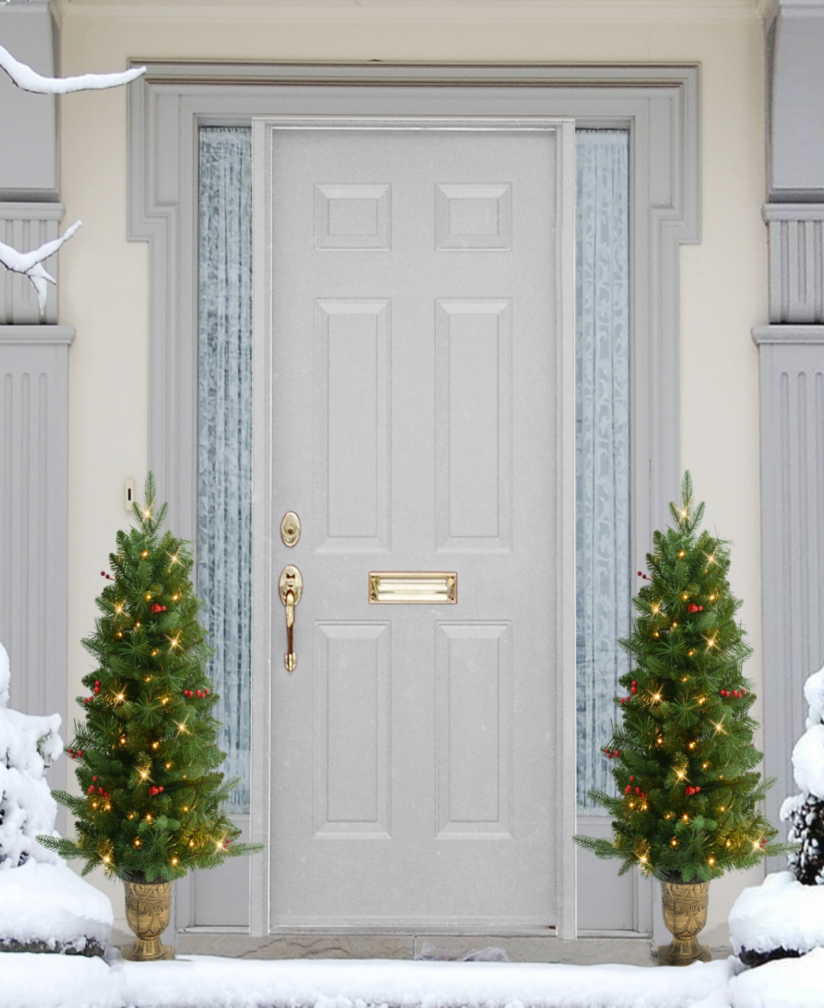 Puleo International Puleo 3.5' Artificial Pre-lit Potted Oregon Fir Tree In Green