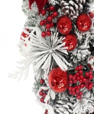 Puleo 28" Pre-Lit Adorned Flocked Artificial Banister Swag