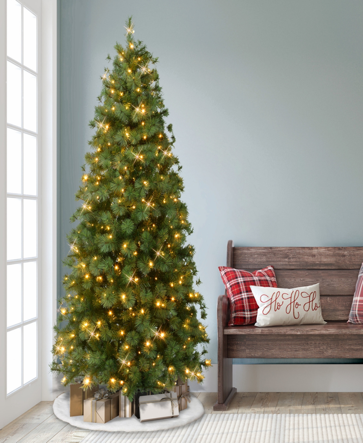 Puleo 7.5' Pre-lit Artificial Colorado Pine Christmas Tree With Dual Function Led Lights In Green