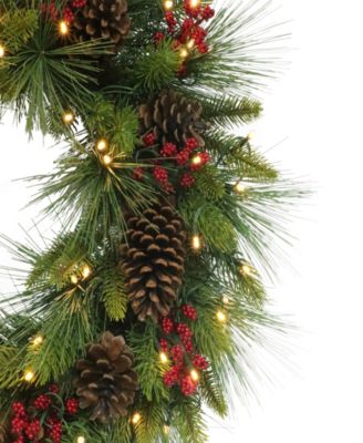Puleo 26" Pre-Lit Artificial Adorned Christmas Wreath