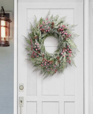 Puleo 24" Pre-Lit Artificial Flocked Wreath