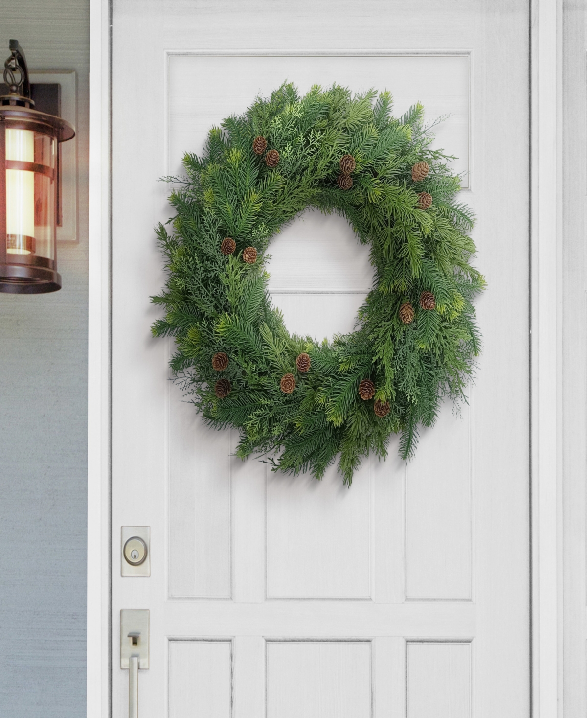 Puleo 24" Artificial Christmas Wreath With Pinecones In Green