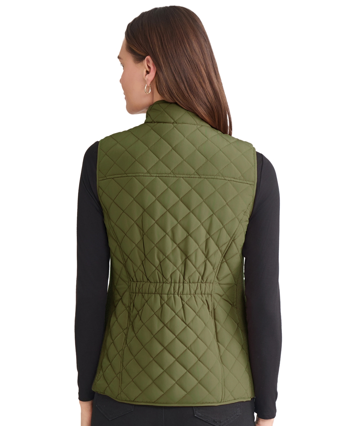 Jones New York Quilted Vest In Green