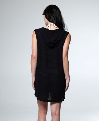 Women's Hooded Zip-Front Sleeveless Swim Cover-Up