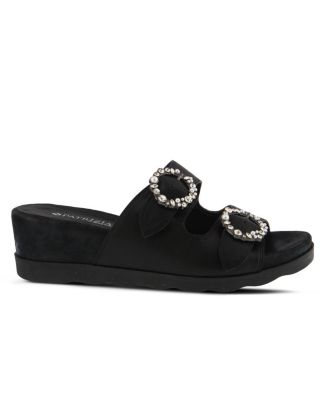 Women's Impression Leather Pumps with Flower Applique, Crystal-Embellished Stiletto Heel, Cushioned Leather Insole – Heels for Work or Evening