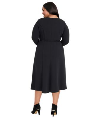 Plus Size Belted Midi Dress