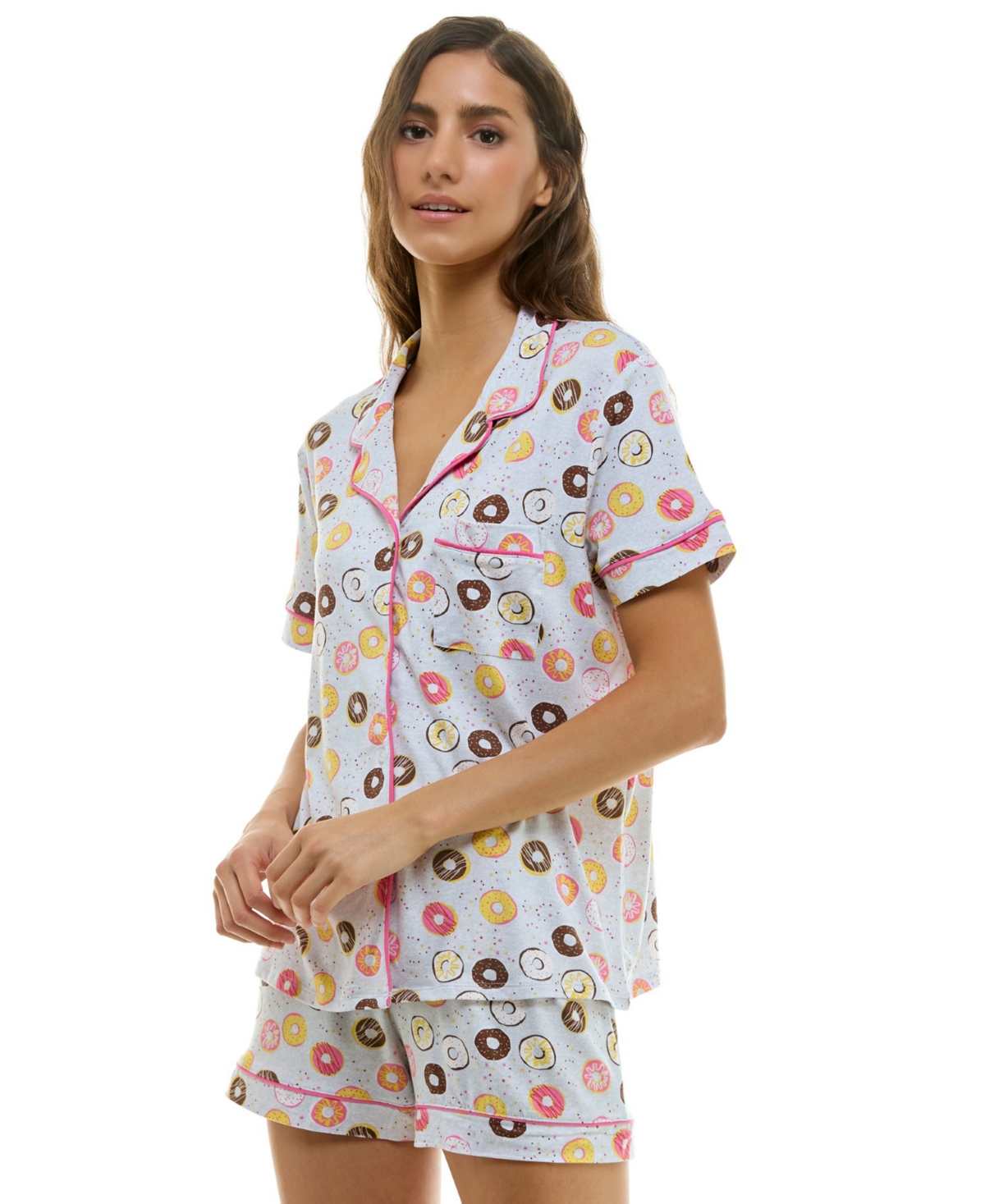 Derek Heart Women's Printed Top And Shorts Set In Blue