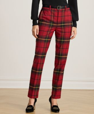 Petite Checked Mid Rise Cropped Pants