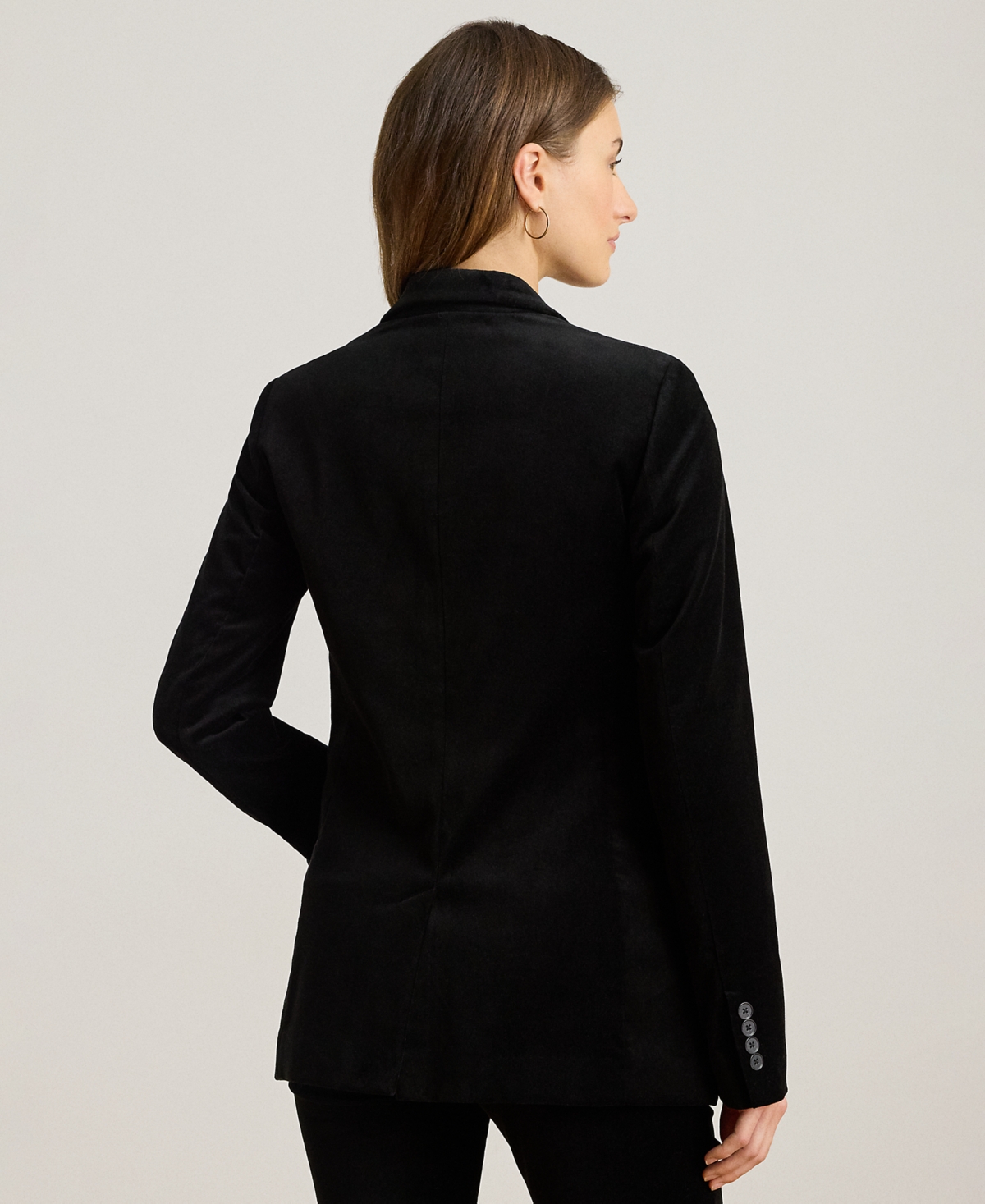 Ralph Lauren Petite Notched Lapel Long Sleeve Blazer In Black
