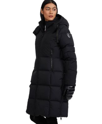 Women's Zaniah Long Channel Quilted Puffer with Removable Hood