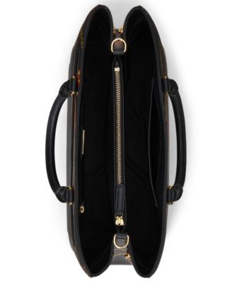 Plaid Leather Large Hanna Satchel Bag