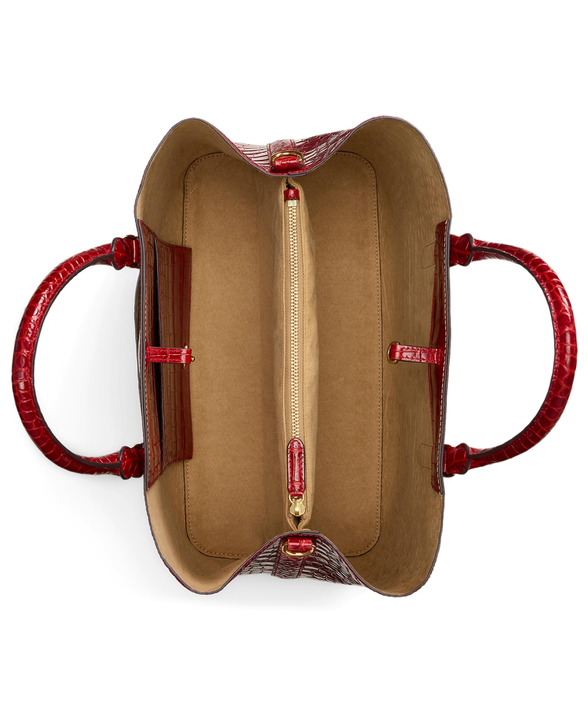 Ralph Lauren Marcy Large Embossed Leather Satchel Bag In Red