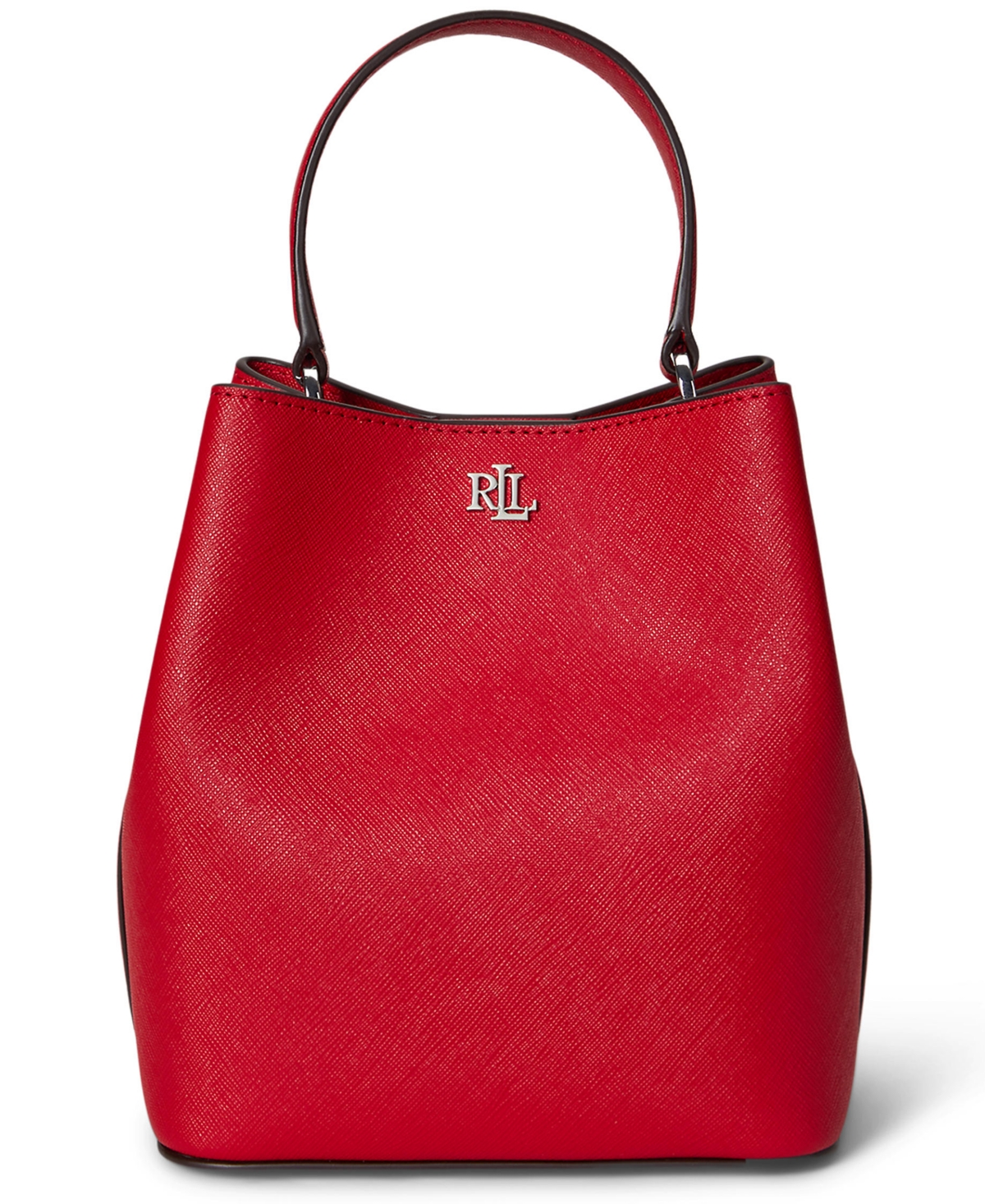Ralph Lauren Crosshatch Leather Small Reese Bucket Bag In Red