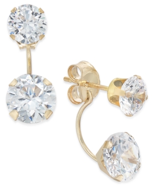 image of Cubic Zirconia Peekaboo Front and Back Earrings in 10k Gold