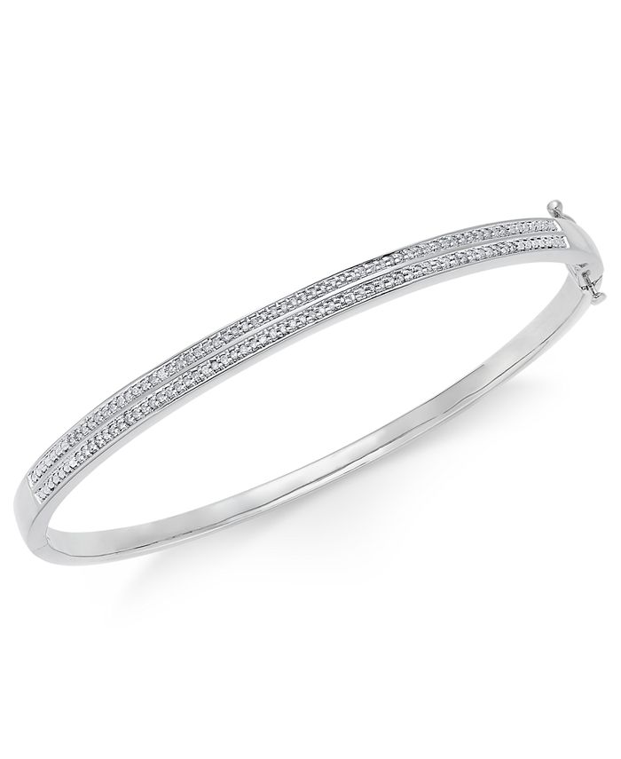 14K Gold Spaced Out Diamond Bangle White Gold