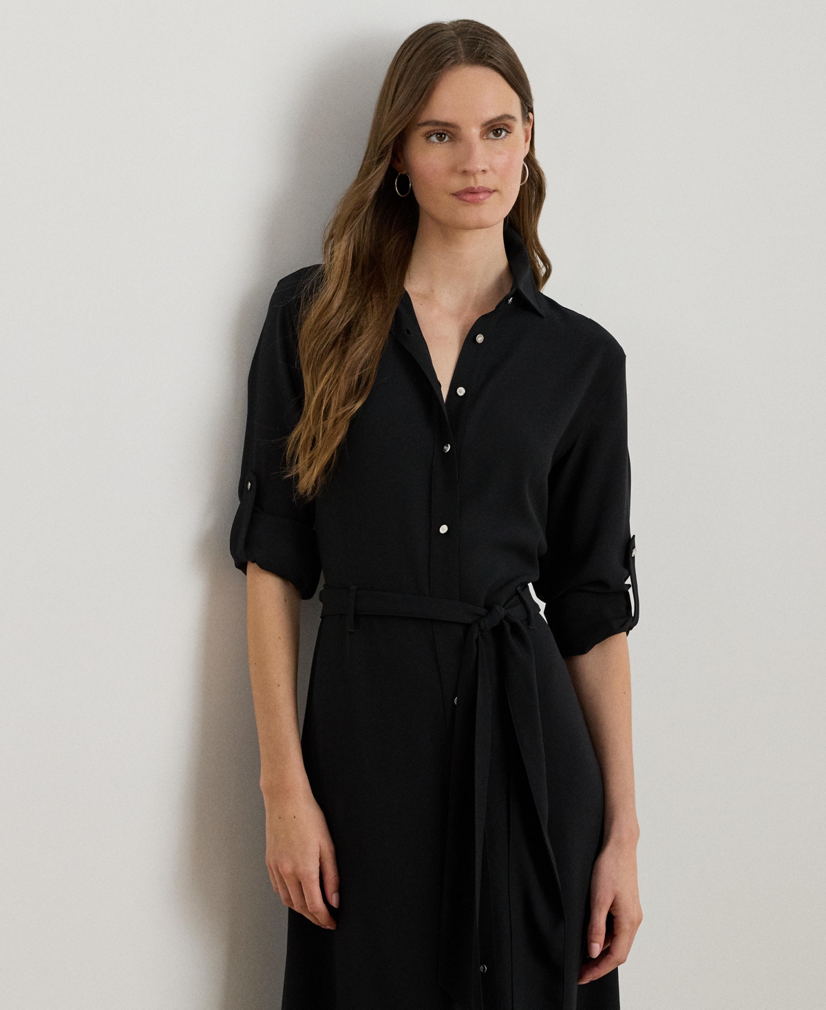 Ralph Lauren Women's Belted Shirt Dress In Black