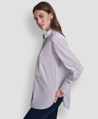 Women's Pleat Front Long Sleeve Shirt