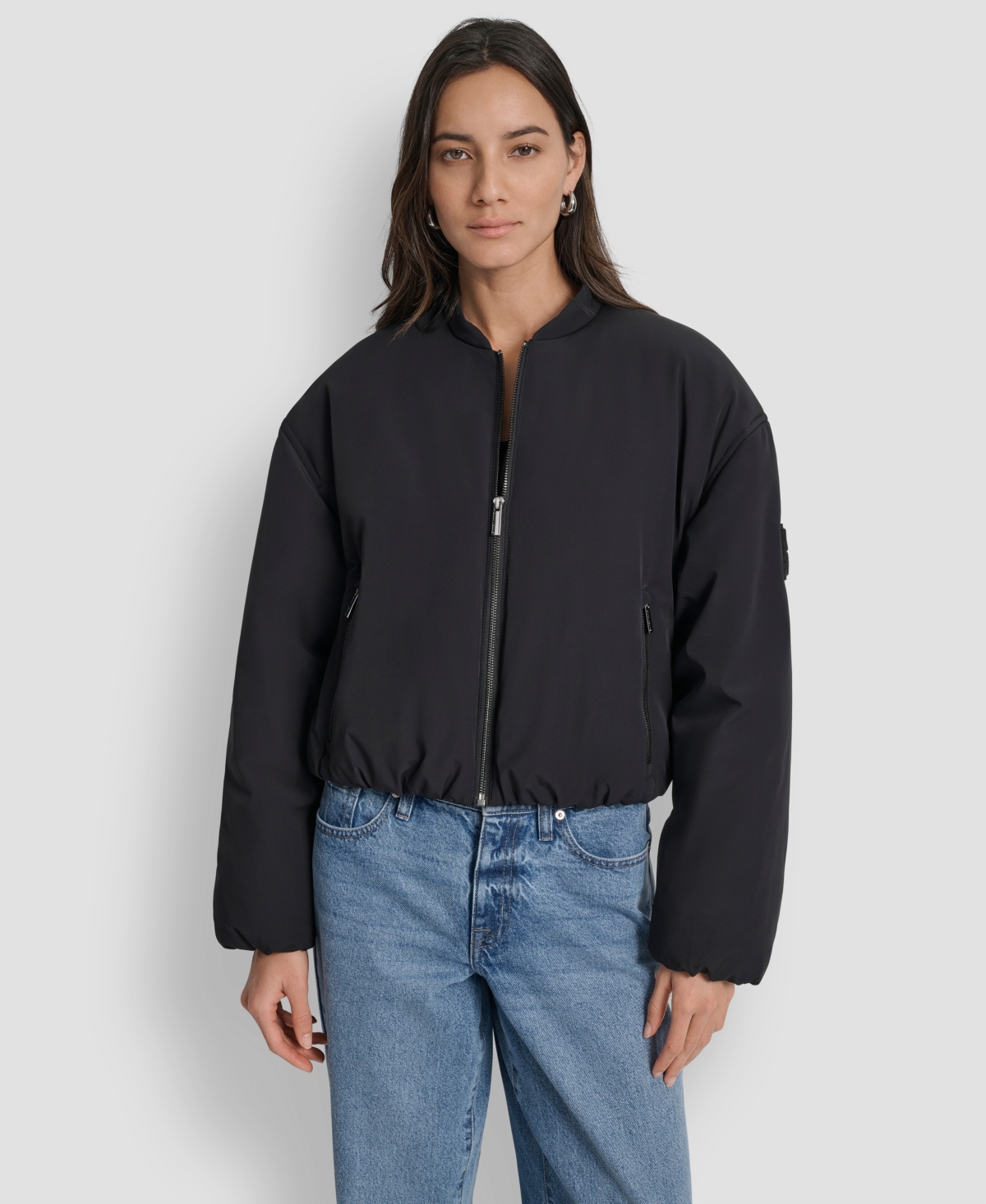 Dkny Jeans Women's Long Sleeve Bomber Jacket In Black