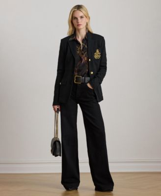 Women's Classic Fit Belting-Print Satin Shirt