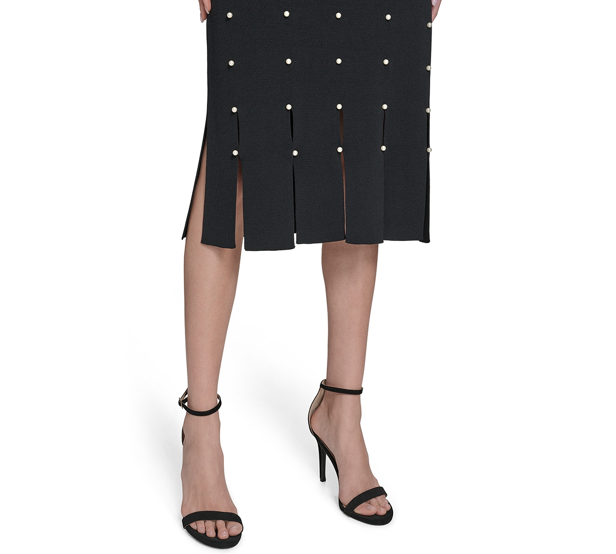 Vince Camuto Petite Sweater Slit Hem Midi Dress In Black