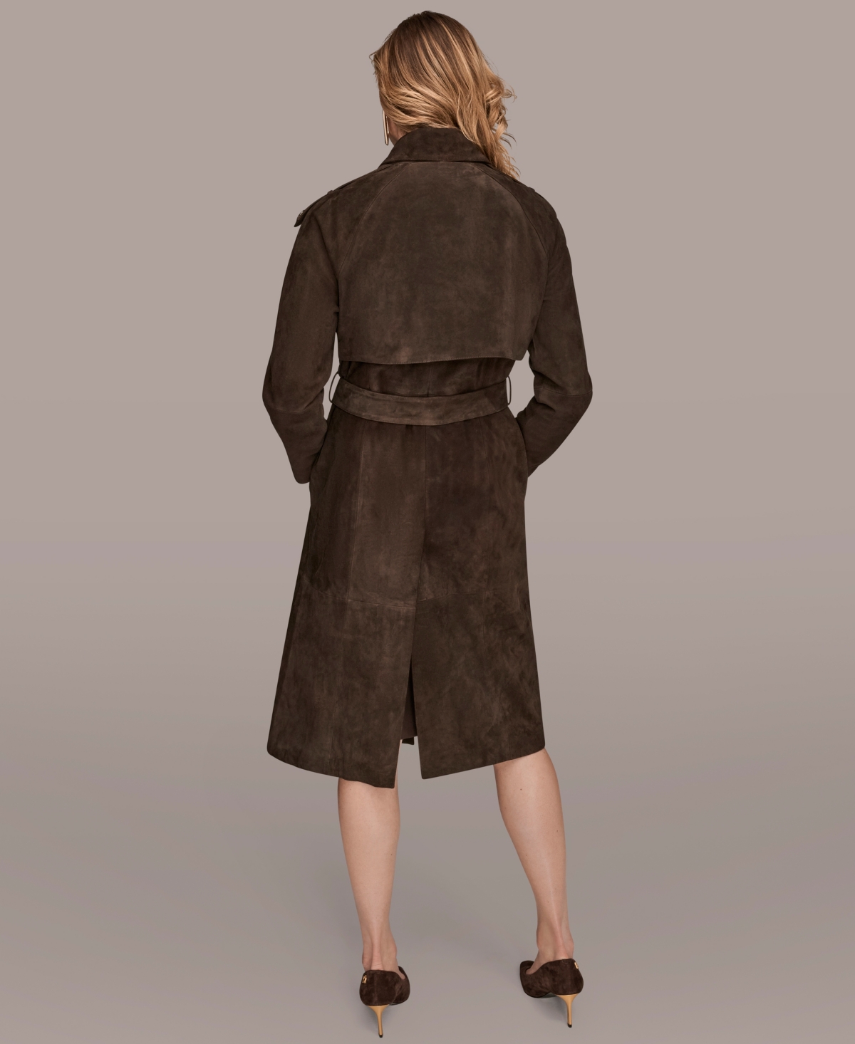 Donna Karan Women's Double Breasted Belted Trench Coat In Brown