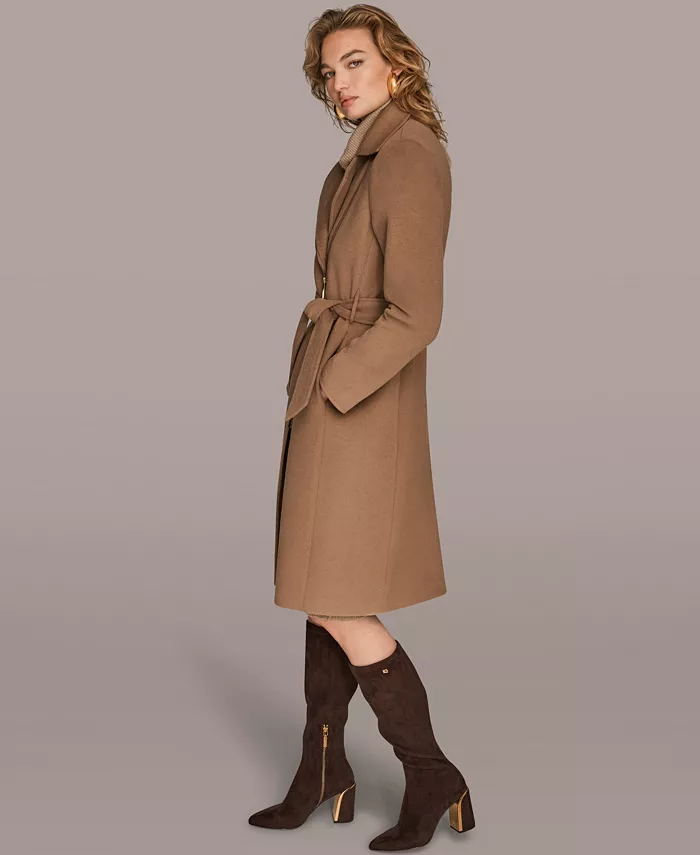 Women's Notch Collared Belted Coat - thumbnail 3