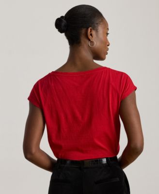 Women's Sequin Detail Boat Neck Jersey T-Shirt