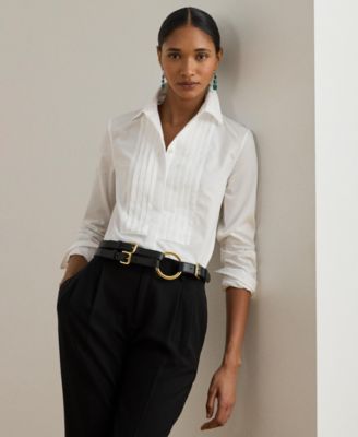 Lauren Ralph Lauren - Women's Bib-Front Long Sleeve Shirt