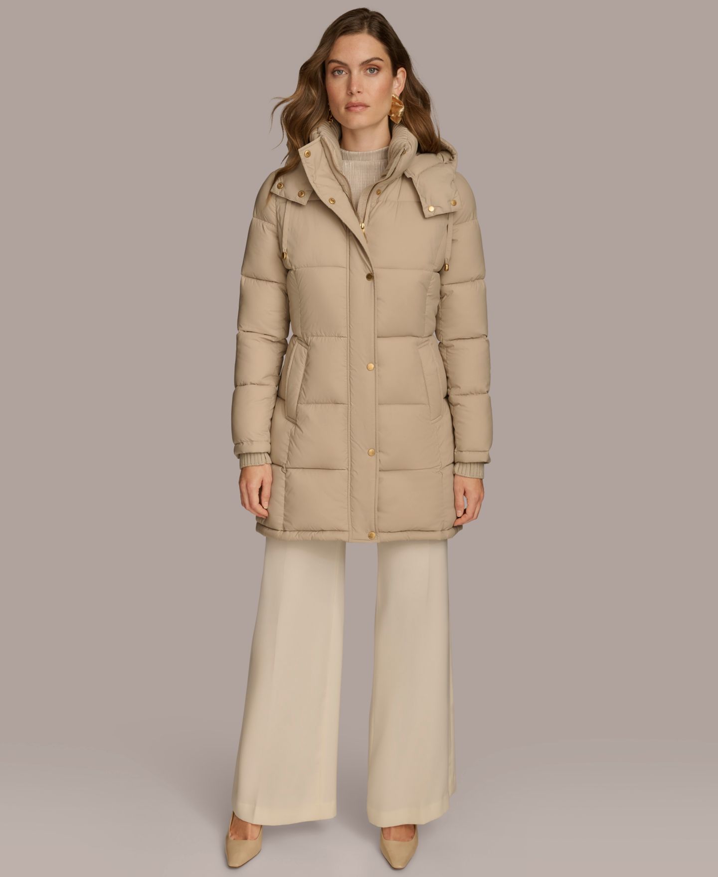 Женская куртка Donna Karan New York Hooded Puffer, цвет: Тёмный серо-коричневый — фото 6