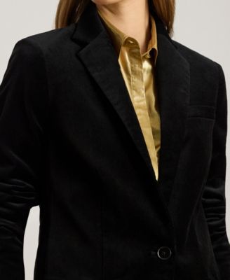 Women's Long Sleeve Velvet Blazer