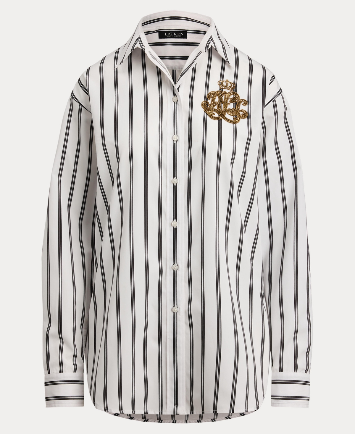 Ralph Lauren Relaxed Fit Striped Cotton Shirt In White