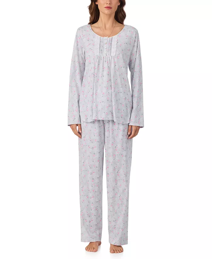 Women's Brushed Cotton Jersey Long Sleeve Pajama Set - thumbnail 5