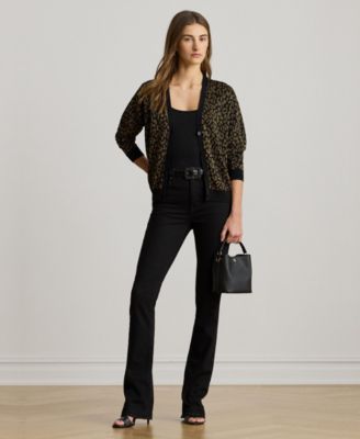 Women's Metallic Ocelot Long Sleeve Cardigan
