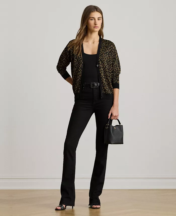 Women's Metallic Ocelot Long Sleeve Cardigan - thumbnail 2